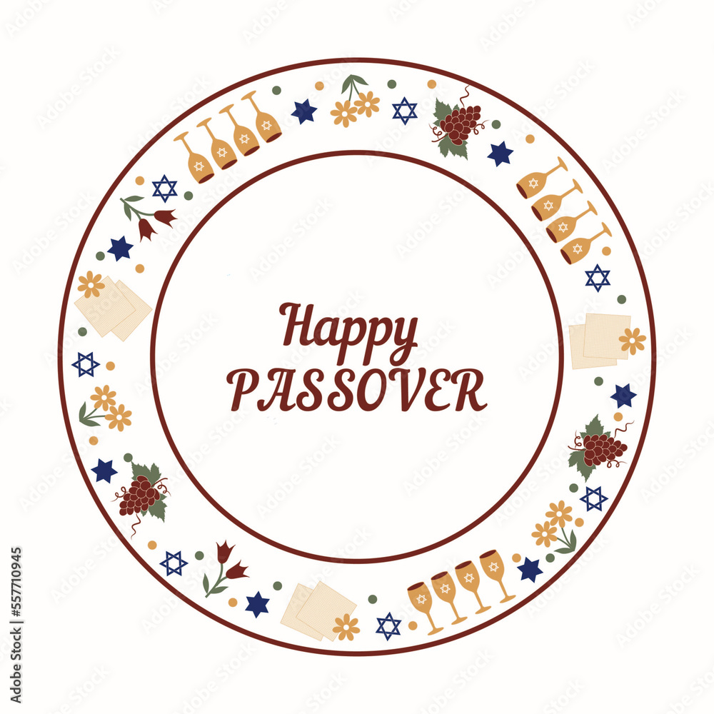 Passover set small plate holiday symbols illustration vector