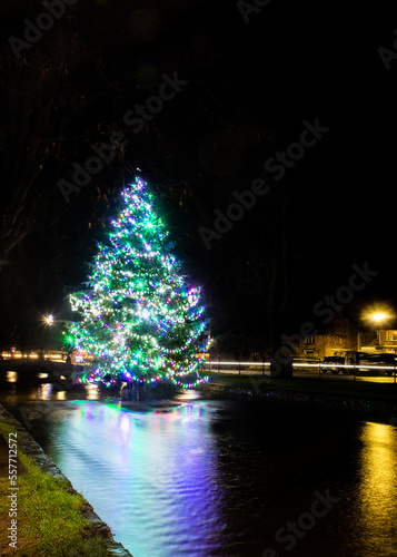 The Christmas Tree In The River At Bourton-on-the-Water In The Cotswolds