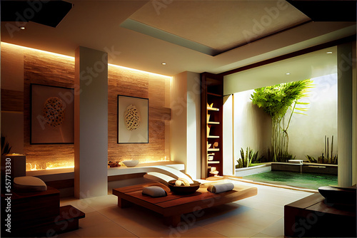 Interior of a spa with a lu...