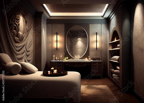 Interior of a spa with a lu...
