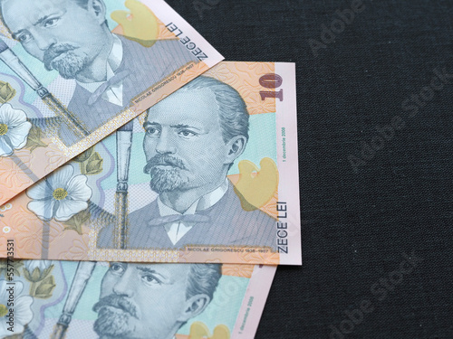 Romanian banknotes of 10 lei with the portrait of Nicolae Grigorescu photo