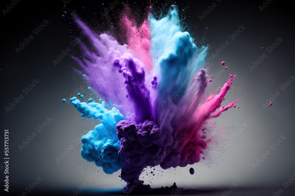 pink, purple and blue colour burst, generative ai composite