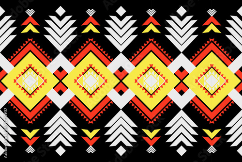 Seamless geometric ethnic asian oriental and tradition pattern design for texture and background. Silk and fabric pattern decoration for carpet, clothing, wrapping and wallpaper