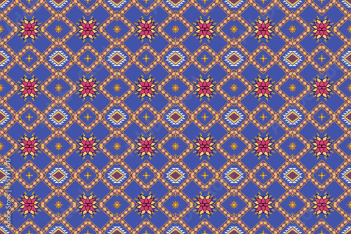 Seamless geometric ethnic asian oriental and tradition pattern design for texture and background. Silk and fabric pattern decoration for carpet, clothing, wrapping and wallpaper