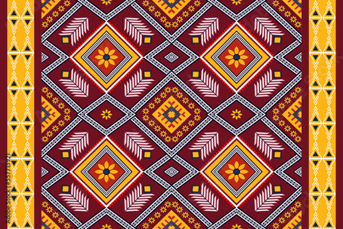 Seamless geometric ethnic asian oriental and tradition pattern design for texture and background. Silk and fabric pattern decoration for carpet, clothing, wrapping and wallpaper