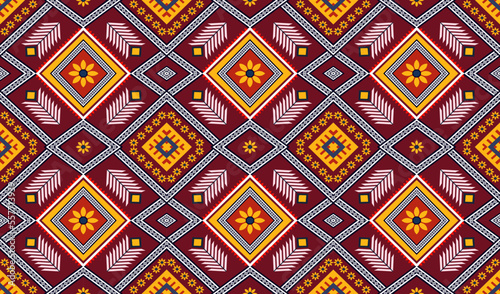 Seamless geometric ethnic asian oriental and tradition pattern design for texture and background. Silk and fabric pattern decoration for carpet, clothing, wrapping and wallpaper