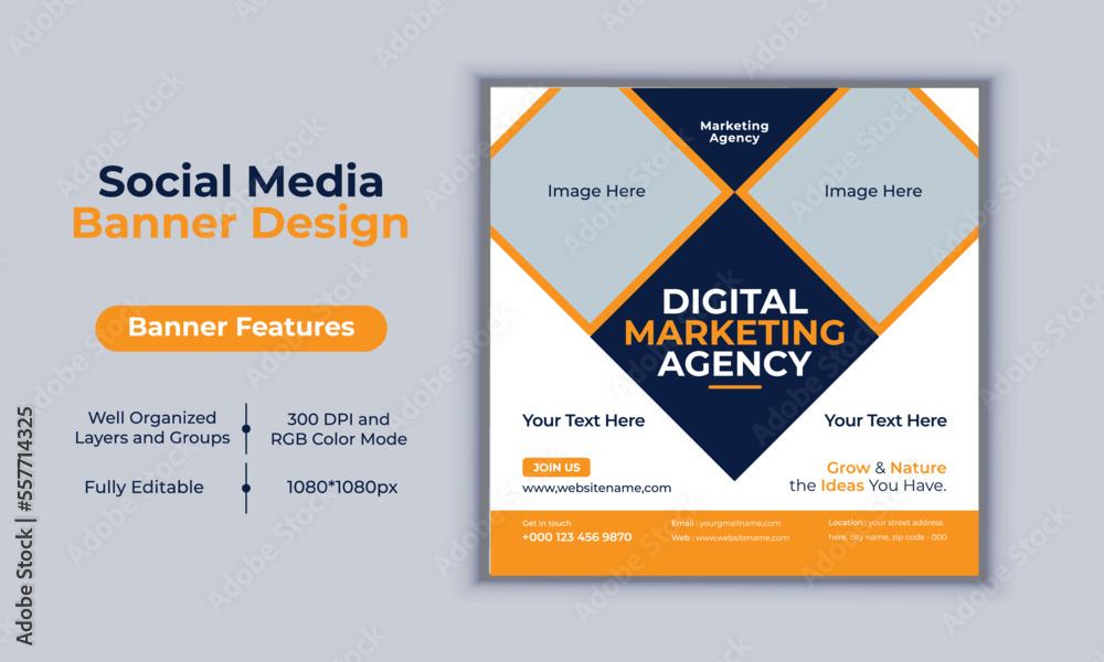 Digital marketing agency social media post banner design vector template modern layout design Digital marketing agency social media post banner design vector template modern layout design