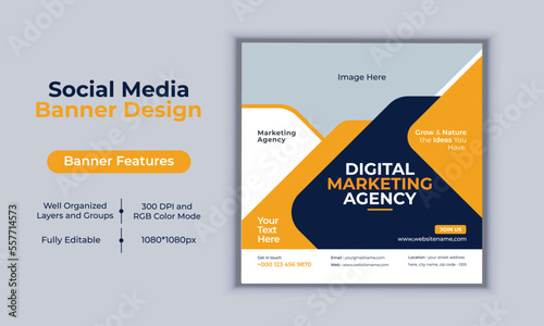 Digital marketing agency social media post banner design vector template modern layout design