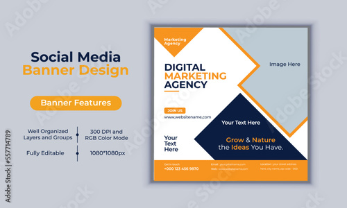 Digital marketing agency social media post banner design vector template modern layout design