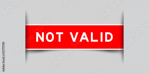 Green color square label sticker with word not valid that inserted in gray background