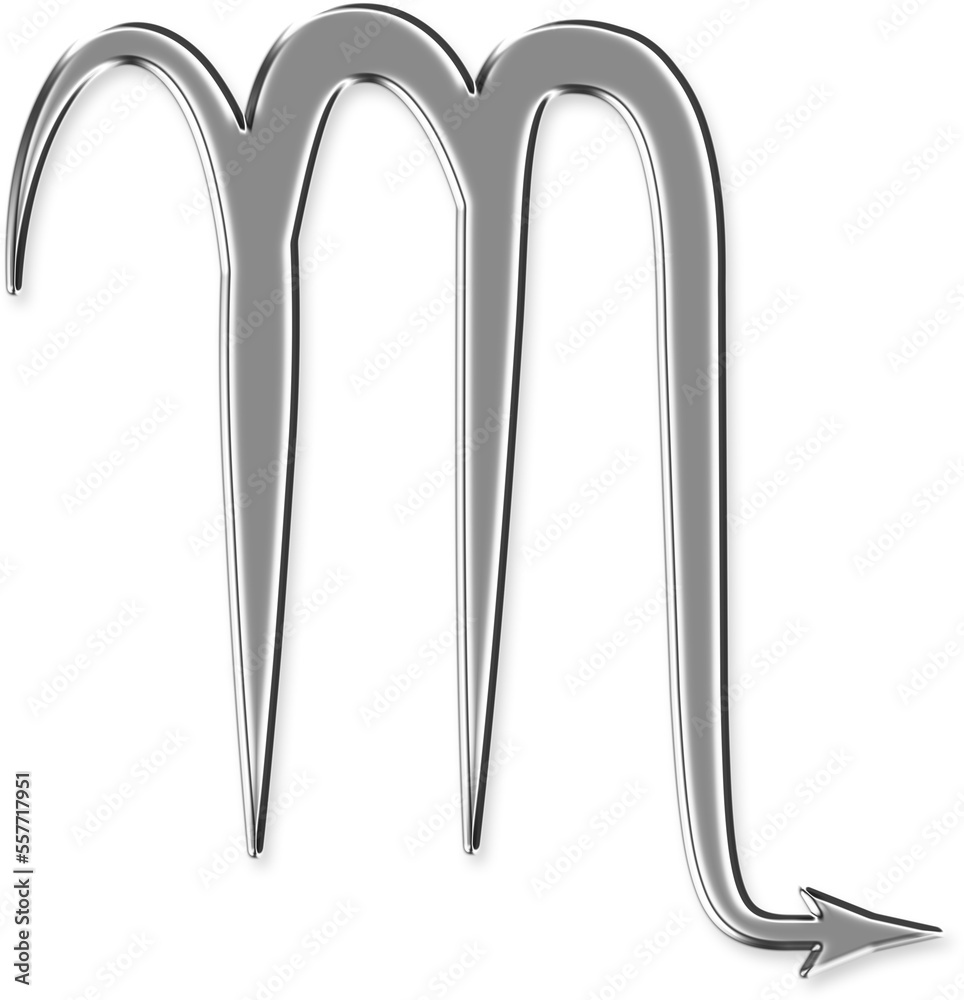 Scorpio Zodiac Symbol in Silver Metal Scorpio Zodiac Symbol in Silver Metal