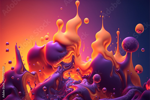 orange and purple abstract fluid drops background