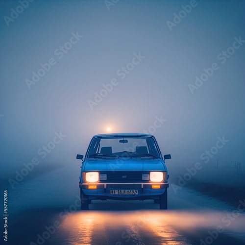 A mysterious car waits on a lonely road.