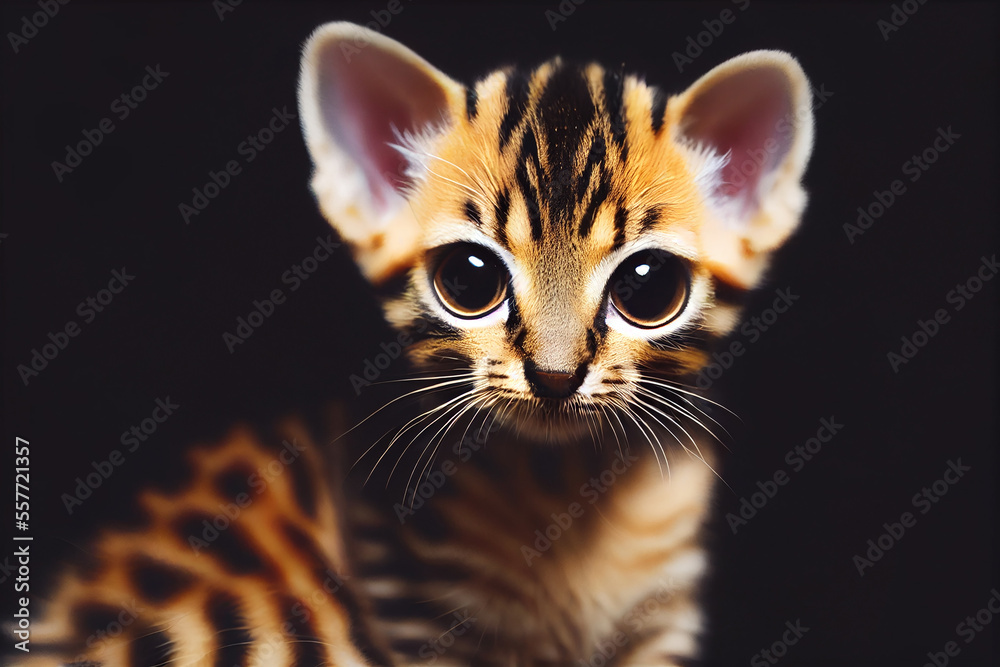 Close-up Adorable gold Bengal kitten Sitting Close-up Adorable gold Bengal kitten Sitting