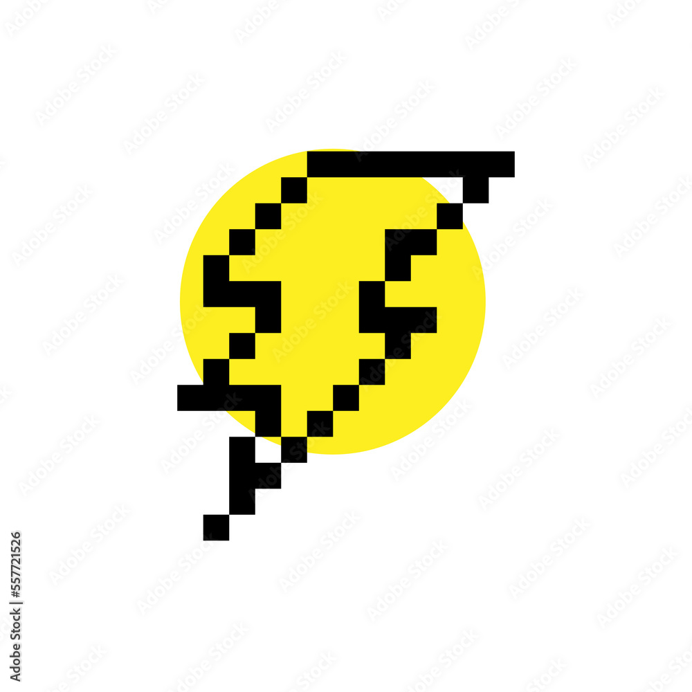 Pixel energy sign lightning icon illustration vector. Retro game design.