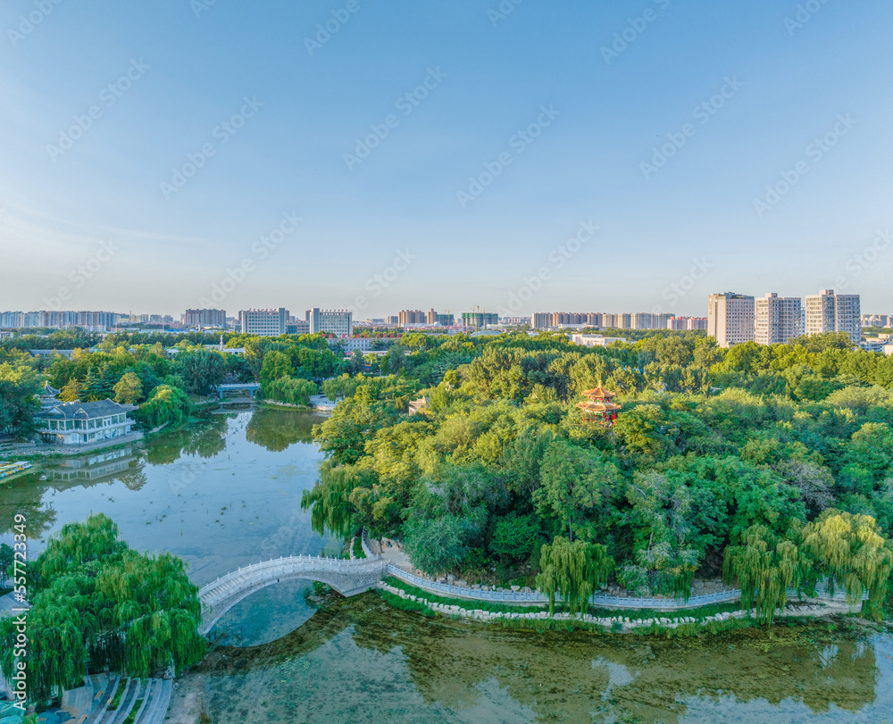 Aerial photography of Yuxi Park, Qiaoxi District, Shijiazhuang City, Hebei Province, China