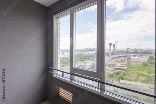 interior decoration of the interior of the balcony of a residential apartment. view from the balcony. © gluschenkoart