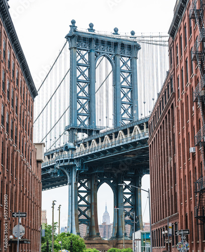 Classic view of a Brookly bridge from Dunbo, Brooklyn © Kaspars