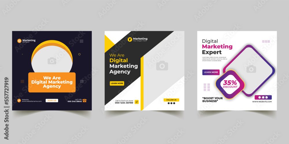 modern digital marketing business for instagram, corporate, creative, advertisement, facebook cover page premium vector 