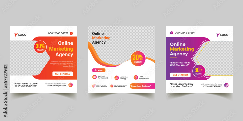 modern digital marketing business for instagram, corporate, creative, advertisement, facebook cover page premium vector 