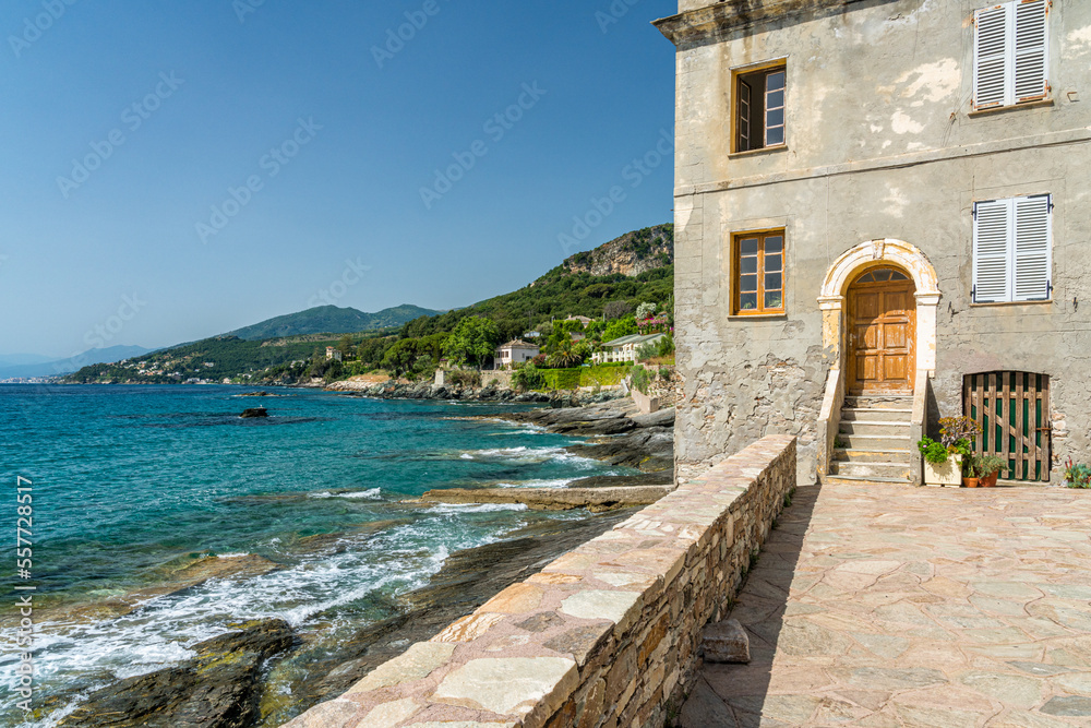 The picturesque village of Erbalunga on a summer morning, in Cap Corse, Corsica, France.