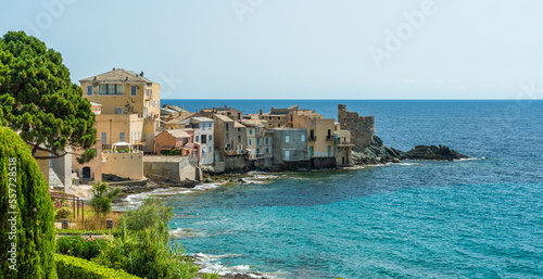 The picturesque village of Erbalunga on a summer morning, in Cap Corse, Corsica, France.