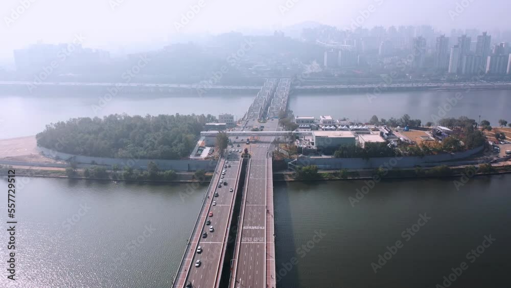  korea drone footage han river city landscape seoul korea nodeul