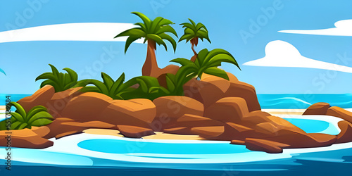 tropical island with palm trees vector illustration