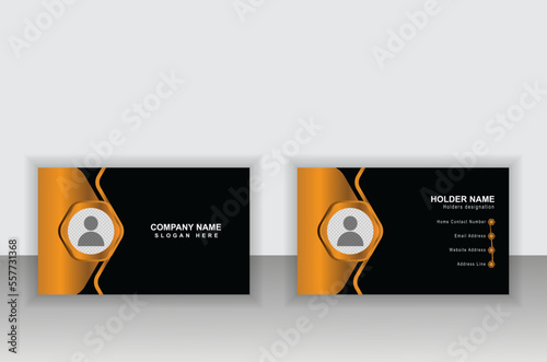 World class attractive business card design of creative ideas. Gradient of black into orange. Can be used for personal and professional business.