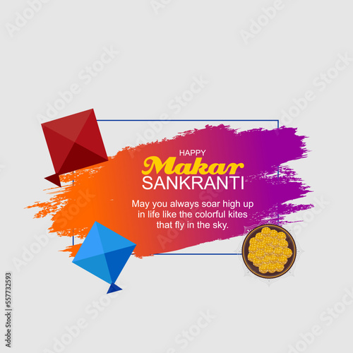 illustration of Happy Makar Sankranti concept with colorful kite string for festival of India