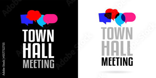 Town hall meeting on speech bubble 