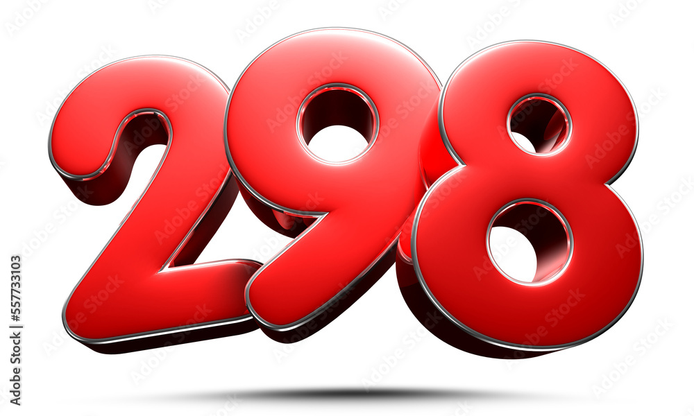 Number 298 red 3D illustration. Advertising signs. Product design. Product sales.