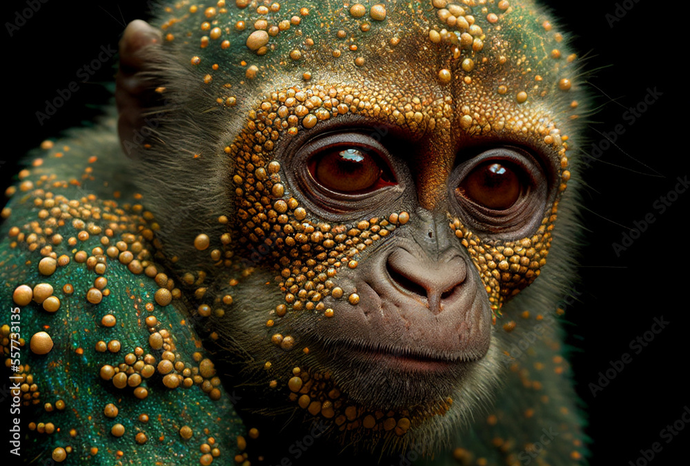 Monkeypox outbreak concept. Monkeypox is a viral zoonotic disease. Generative Ai Art.