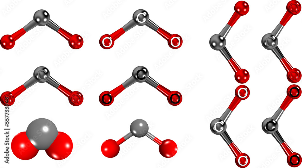 Carbon Dioxide CO2 Molecule Transparent Chemical Structure Stock 
