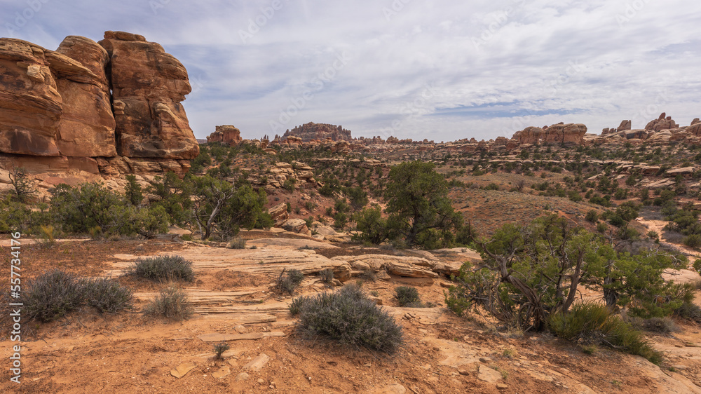 hiking the chesler park loop trail in the needles in canyonlands national park, usa