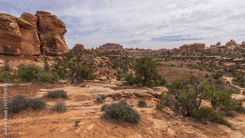 Obraz na płótnie hiking the chesler park loop trail in the needles in canyonlands national park, usa w salonie