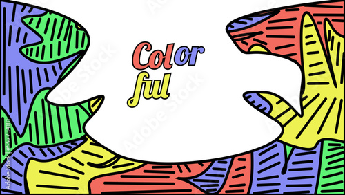 Abstract liquid shape. Fluid geometric design.colorful waves with geometric lines, dots.vector