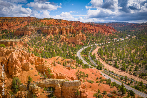 aerial view of road in red canyon  photo