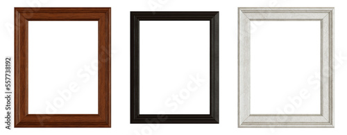 Isolated assorted 3:4 picture frames. 3D rendering photo