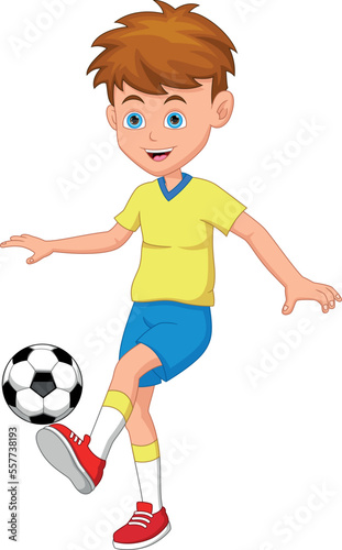 cartoon cute boy soccer ball juggling