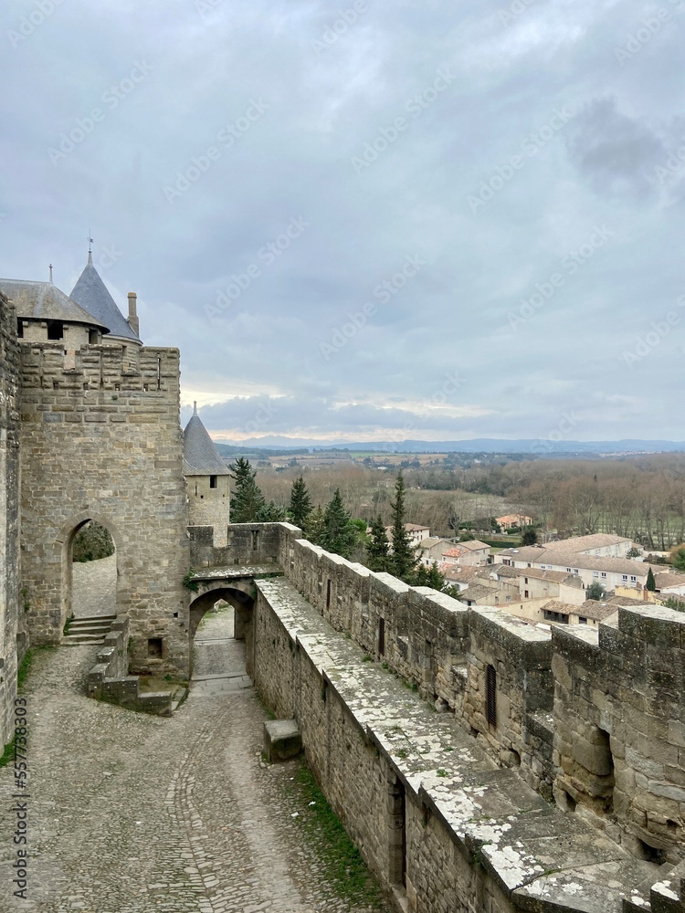 Obraz premium castle in the hill in the old carcassonne cité