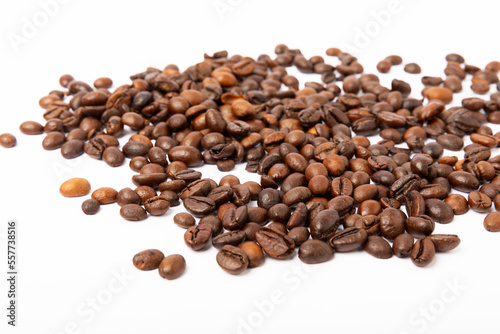 Fototapeta Naklejka Na Ścianę i Meble -  Coffee beans. Isolated on white background. Place for copy space. Place for text. MOCAP