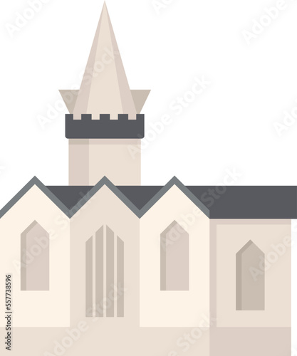 Catholic church icon flat vector. Building wedding. Chapel tower isolated