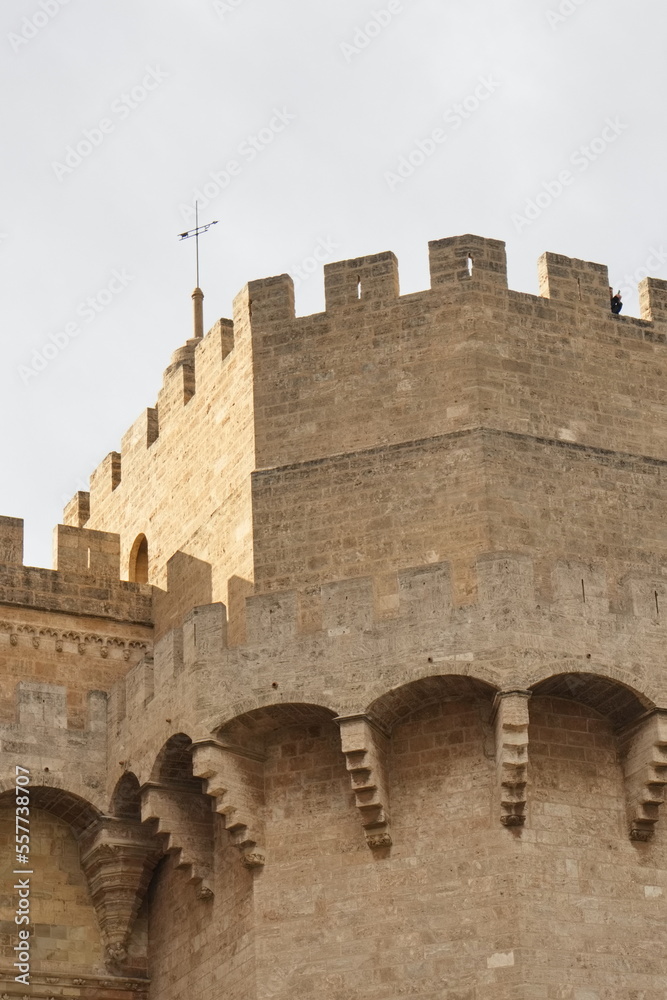 Medieval defensive fortress of the city of Valencia with the Torres Serranos
