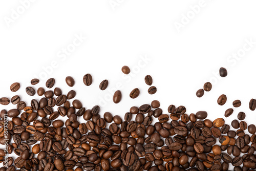 Coffee beans. Isolated on white background. Place for copy space. Place for text. MOCAP