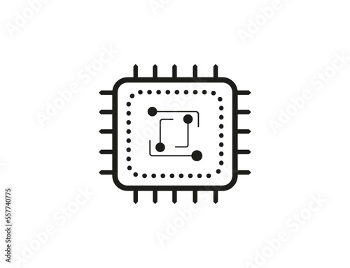 Microchip vector icon. Semiconductor simple icon. Chip board sign.