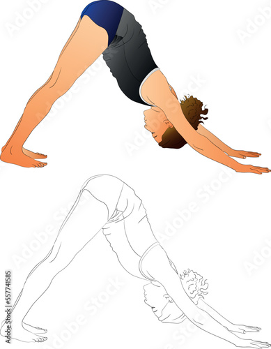 Girl doing yoga exercise in flat design