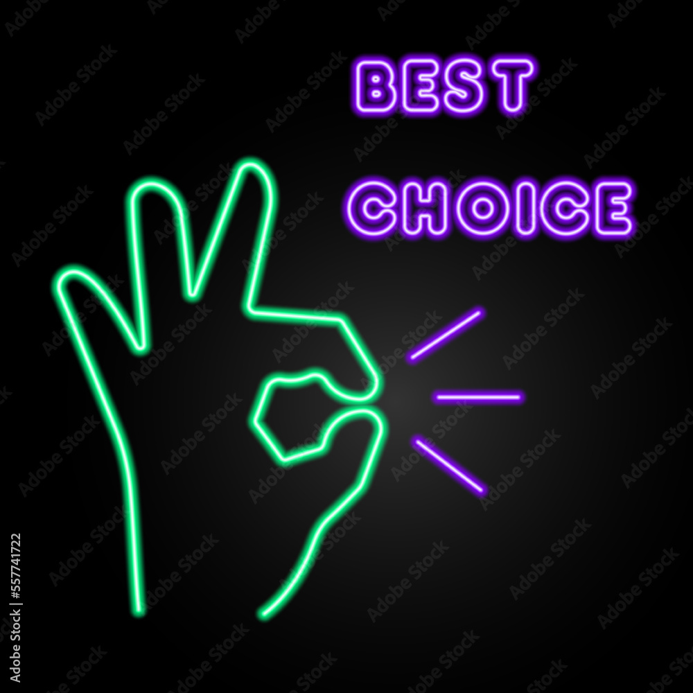 best choice neon sign, modern glowing banner design, colorful modern design trends on black background. Vector illustration. best choice neon sign, modern glowing banner design, colorful modern design trends on black background. Vector illustration.