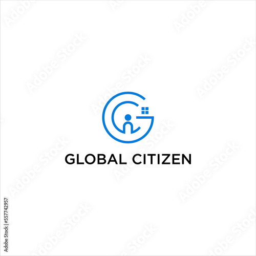 global citizen  logo design, person icon vector,abstract letter GC logotype