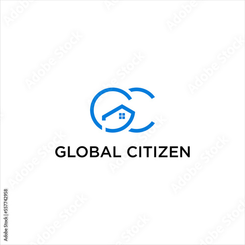 global citizen logo design, person icon vector,abstract letter GC logotype